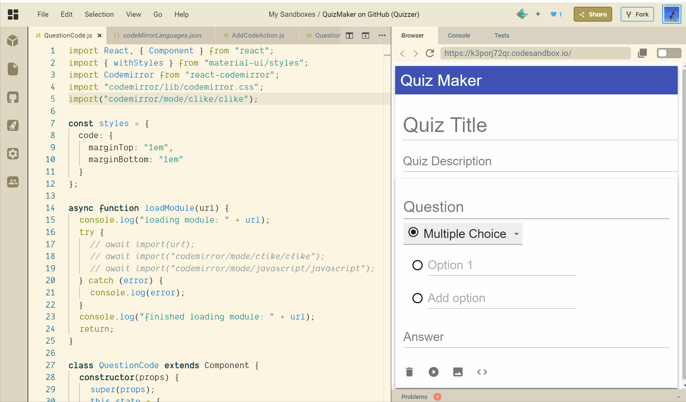 Dynamic import not working · Issue #1887 · codesandbox/codesandbox ...