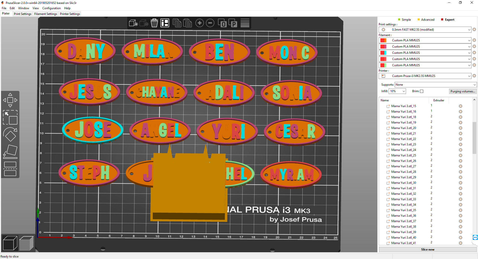 Selecting extruder for multiple parts not working properly · Issue