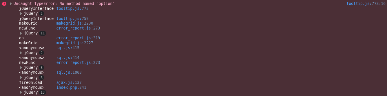 Javascript Error on table heading hover · Issue #16558 · phpmyadmin ...
