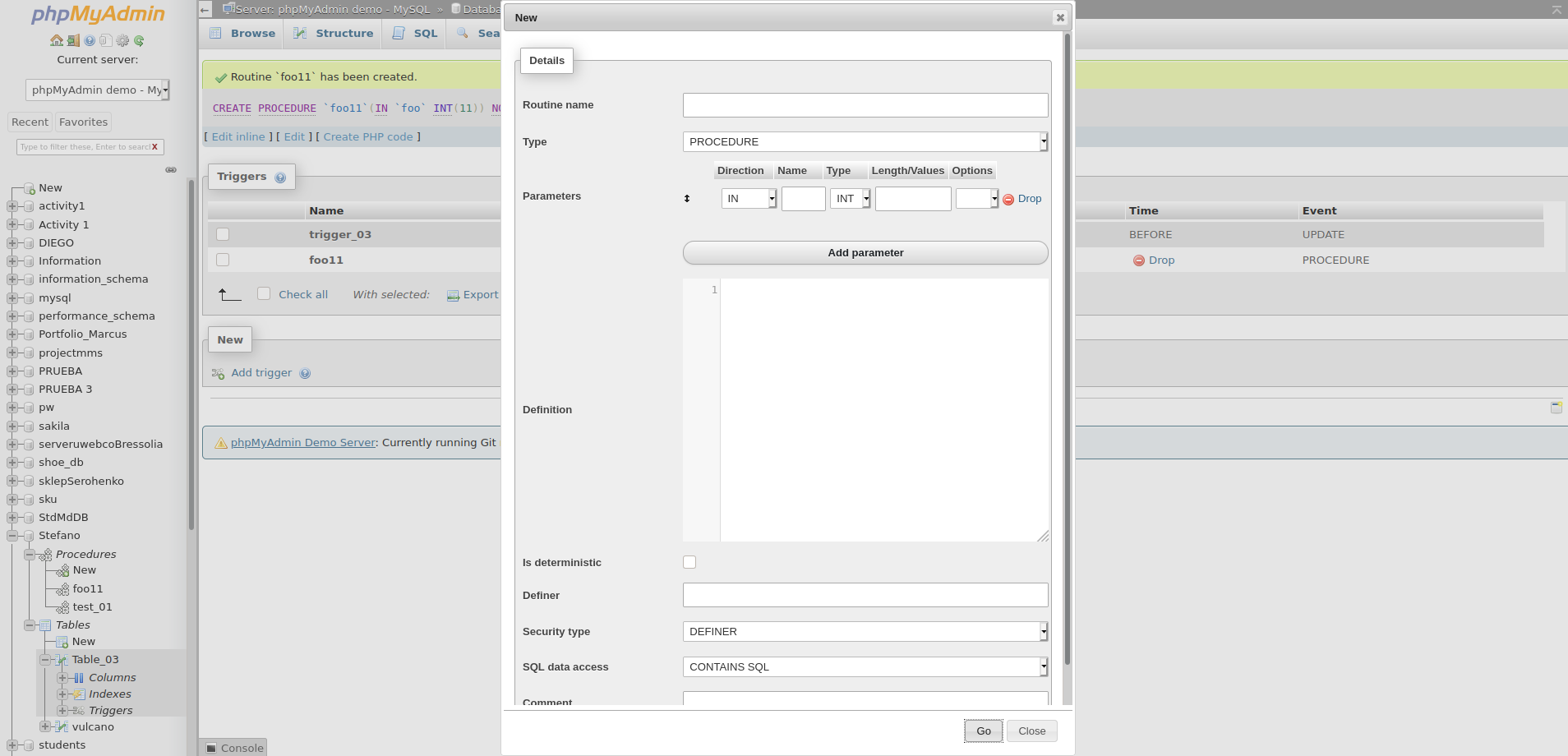 No popup on Add procedure · Issue #16649 · phpmyadmin/phpmyadmin · GitHub