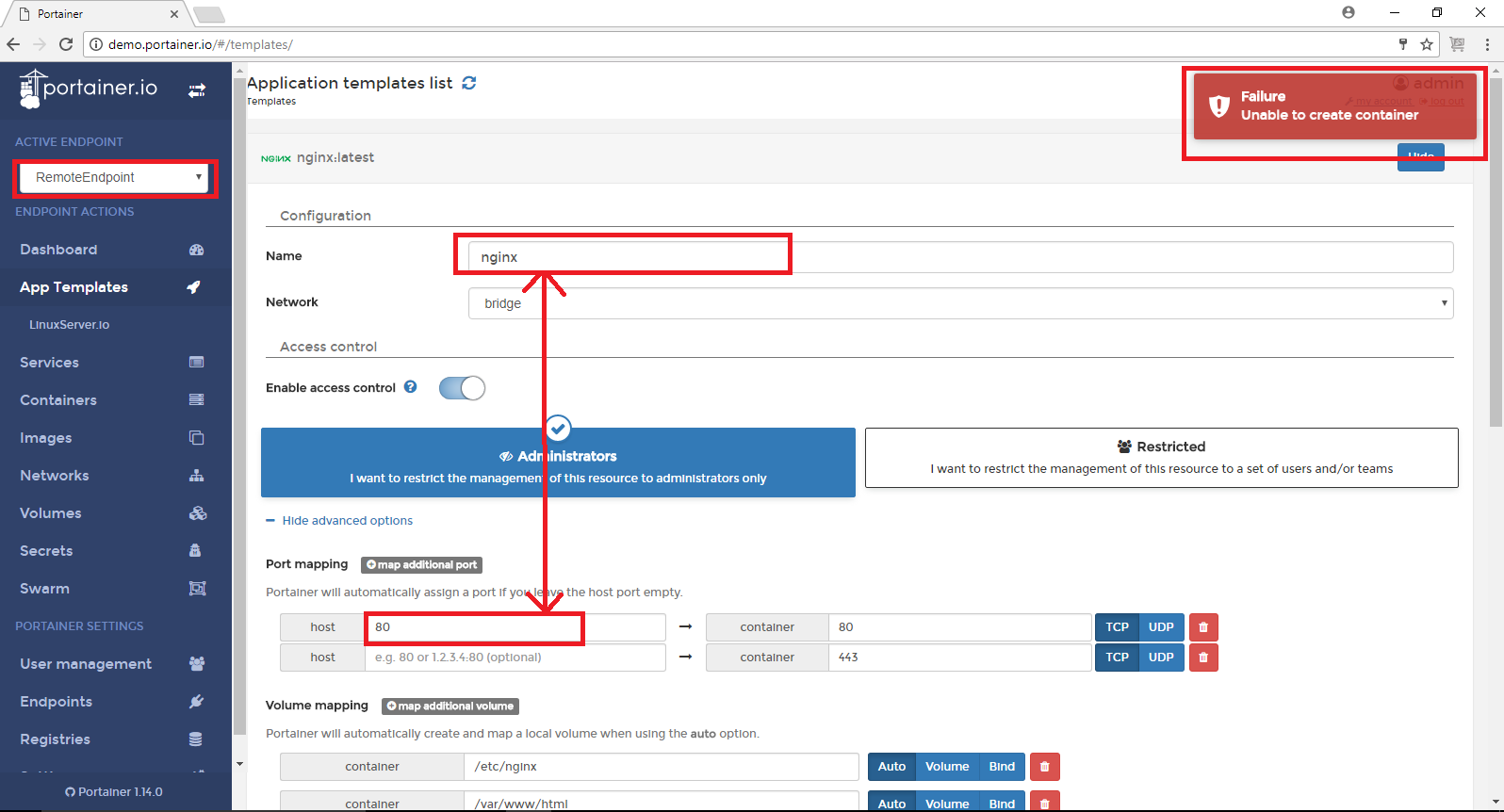 Creating a container with same name and port number on local Docker ...