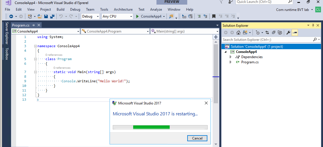 build or run a new .net core project leading to VS crash. · Issue #2423 ...