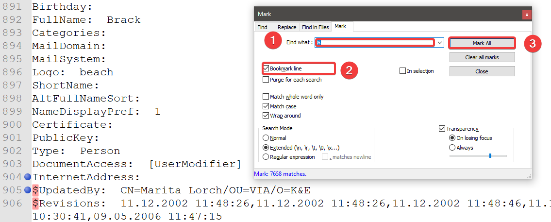 Bookmarking lines by searching marks wrong lines · Issue #6087 ...