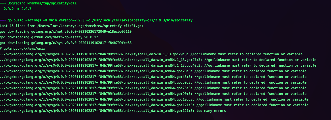 Can’t update through Homebrew · Issue #1546 · spicetify/cli · GitHub
