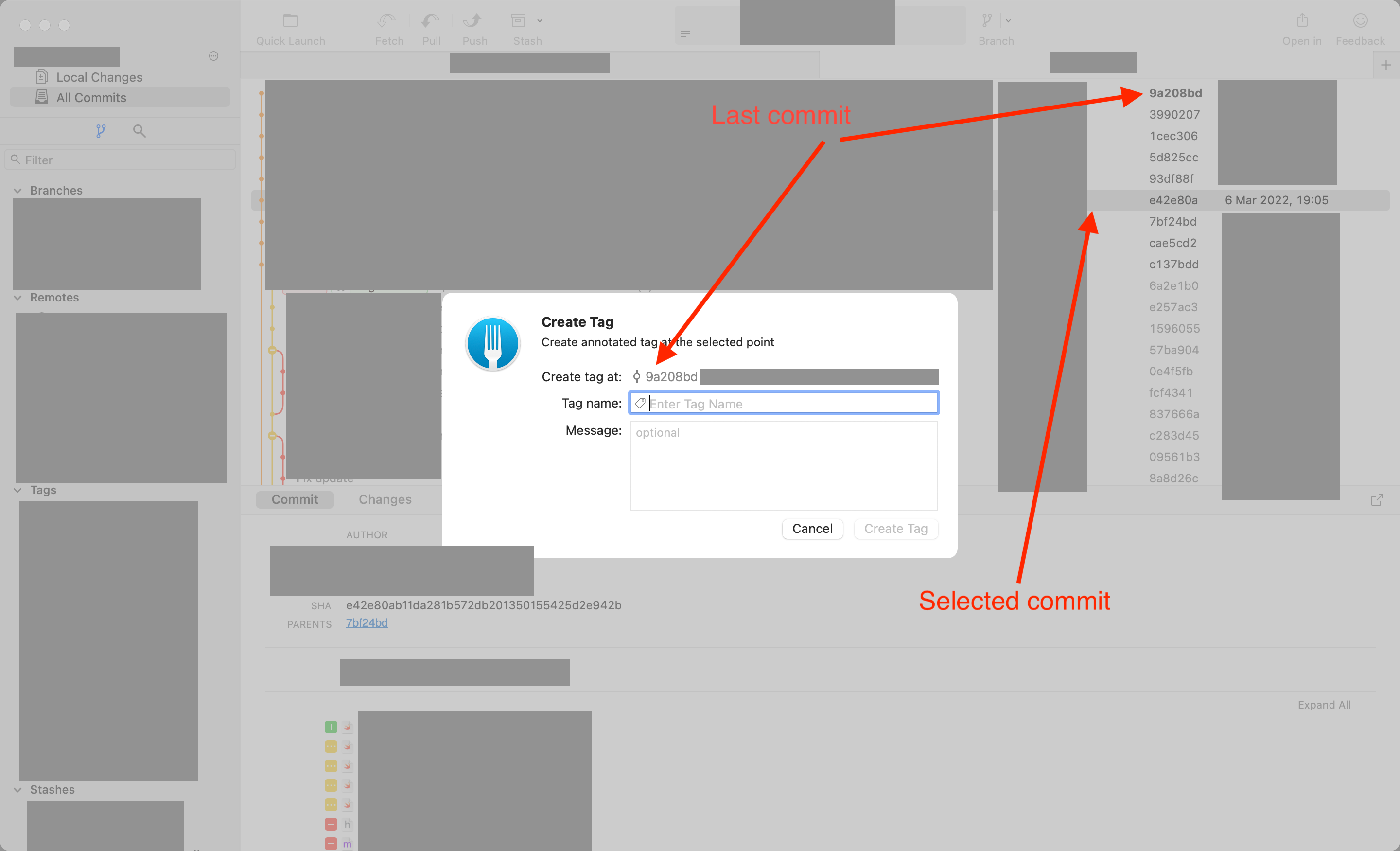 [Bug] Fork on Mac creates new tag on wrong commit when using keyboard ...
