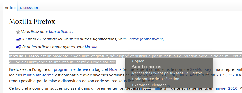 Add selection context menu to send selection to note · Issue #536 ...