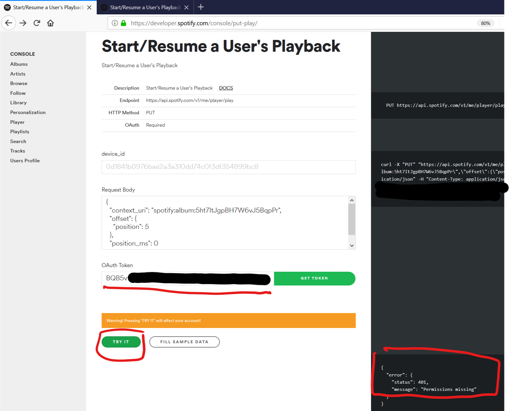 Spotify OAuth connection - Permissions missing · Issue #1283 ...