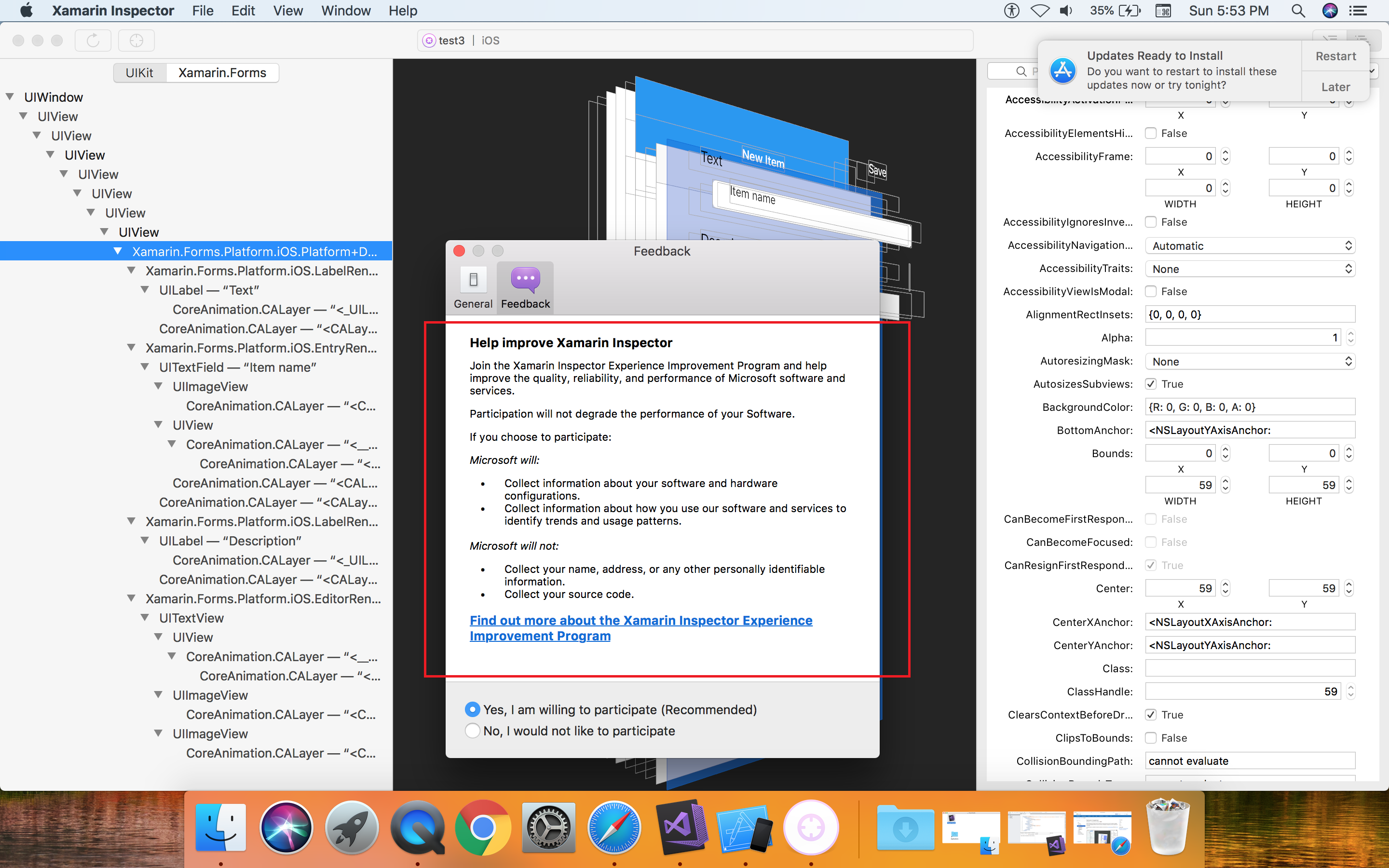 The keyboard focus is traversing the outer-boundary of feedback window ...