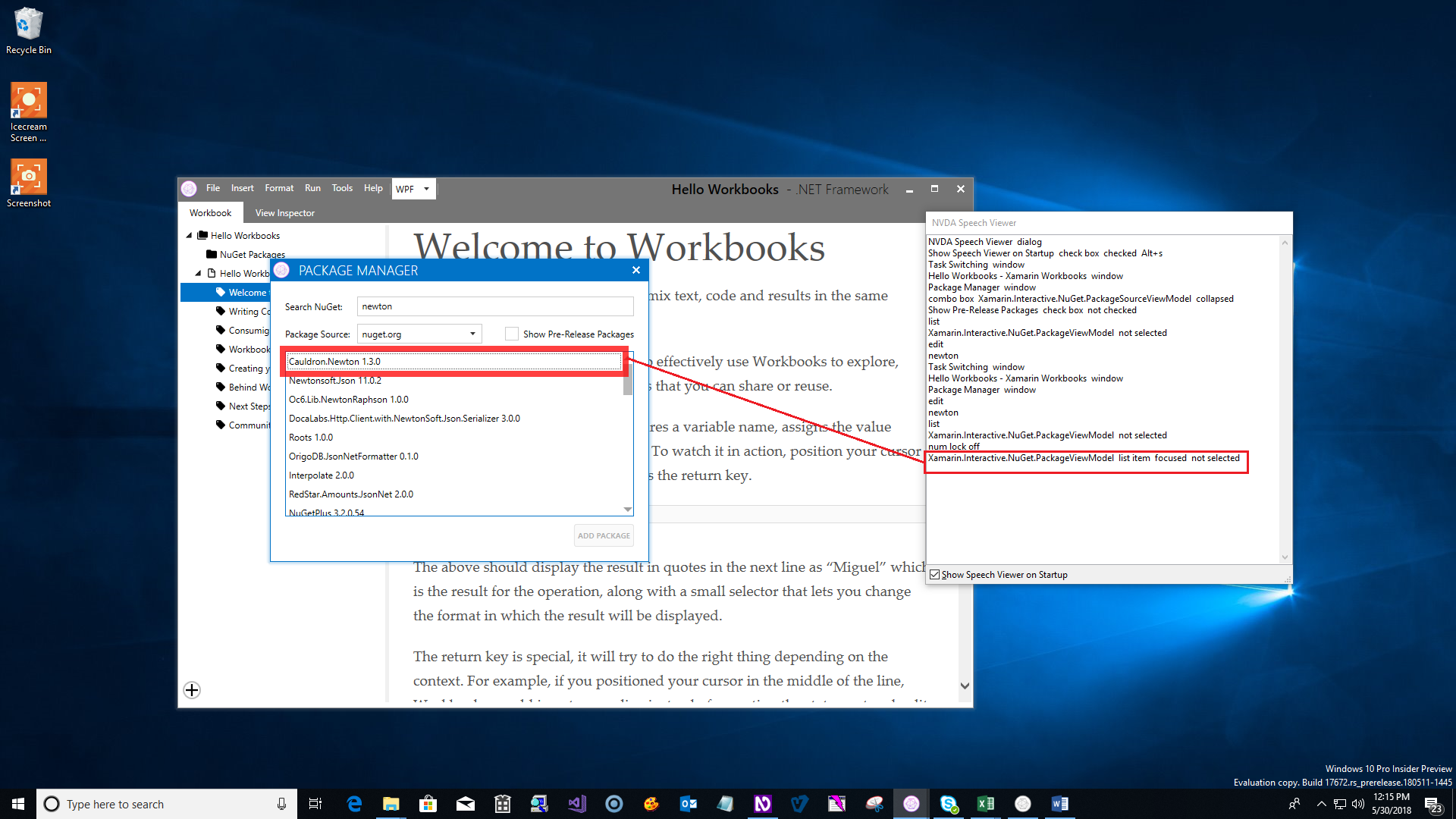 Name property for list item in 'Package manager' window is not defined properly · Issue 367