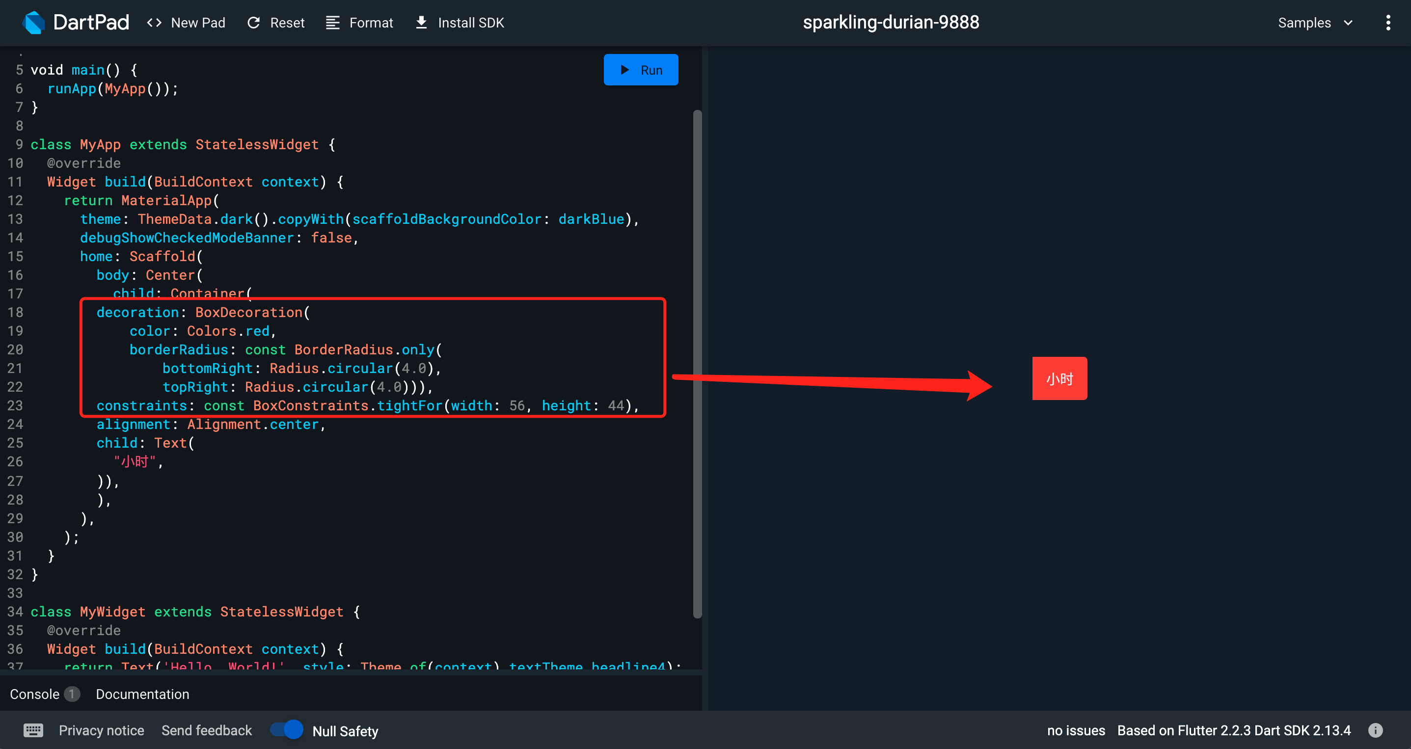 Container widget has border radius, one side border isn't working ...