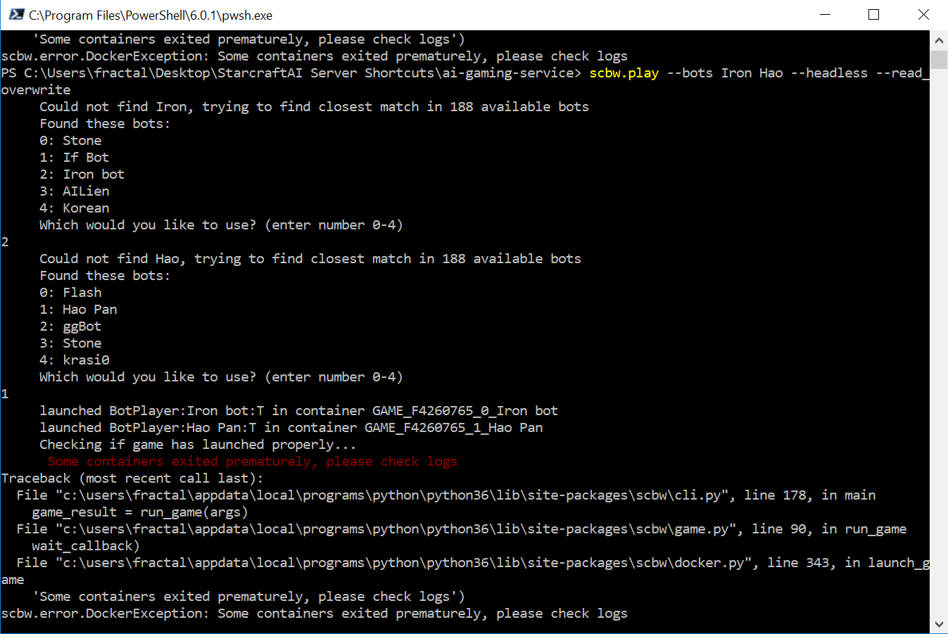 Some containers exited prematurely, please check logs · Issue 36