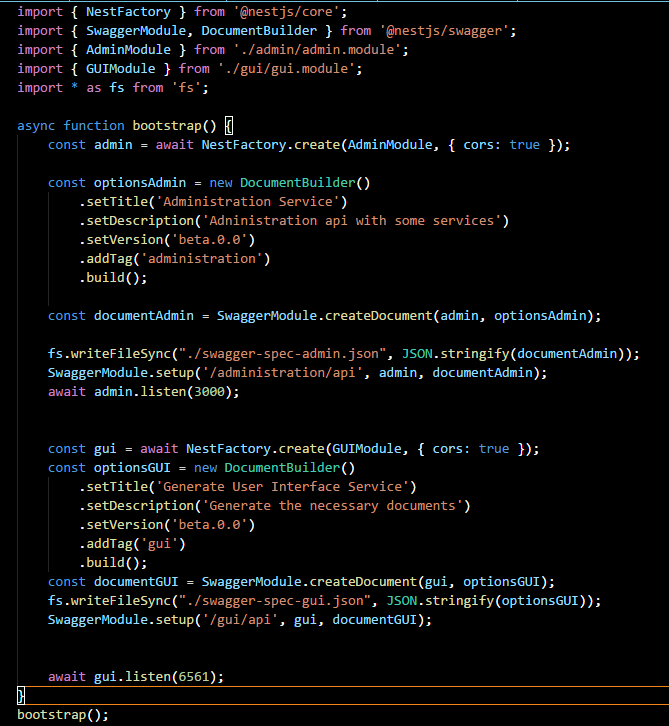 2 differents aplications with the same main · Issue #686 · nestjs/nest ...