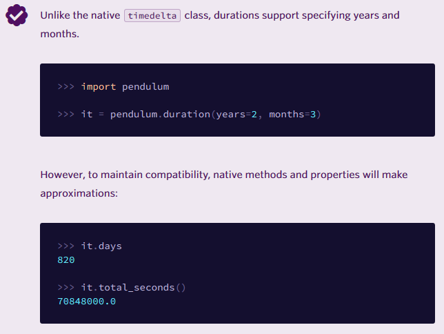 pendulum.duration documentation != console · Issue #292 · sdispater ...