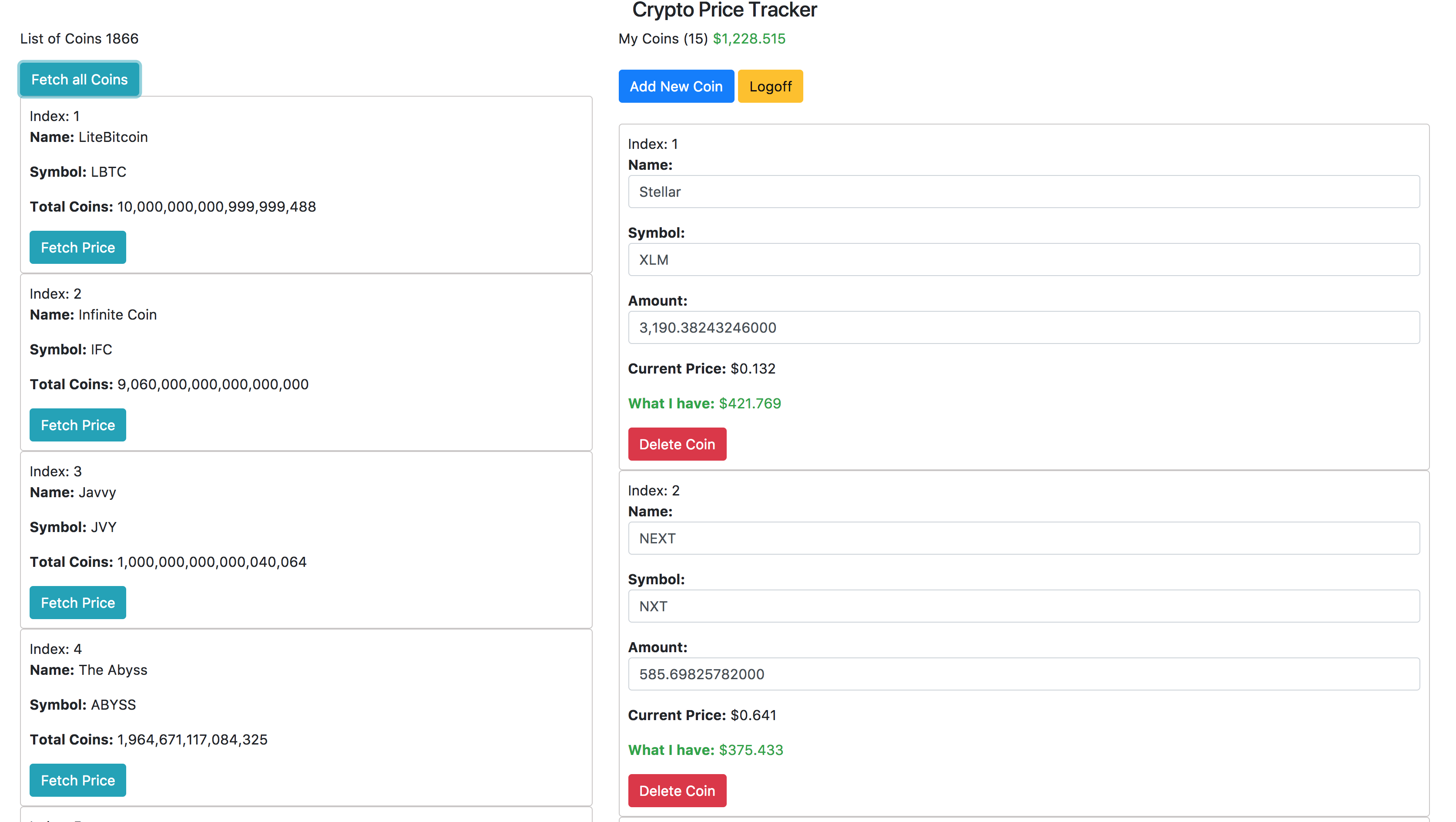 GitHub - tacho87/mycoins: cryptocurrency, bitcoin USD price tracker