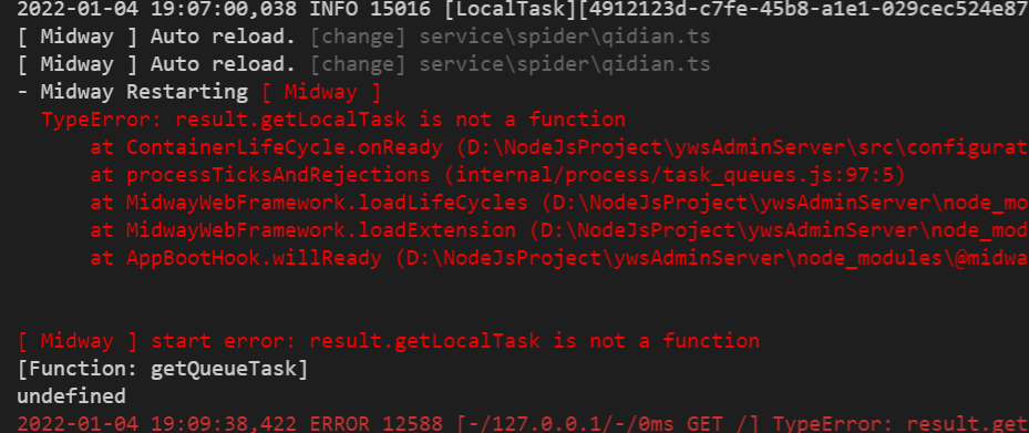 本地定时任务立即执行时 提示getLocalTask 方法不存在 · Issue #1517 · midwayjs/midway · GitHub