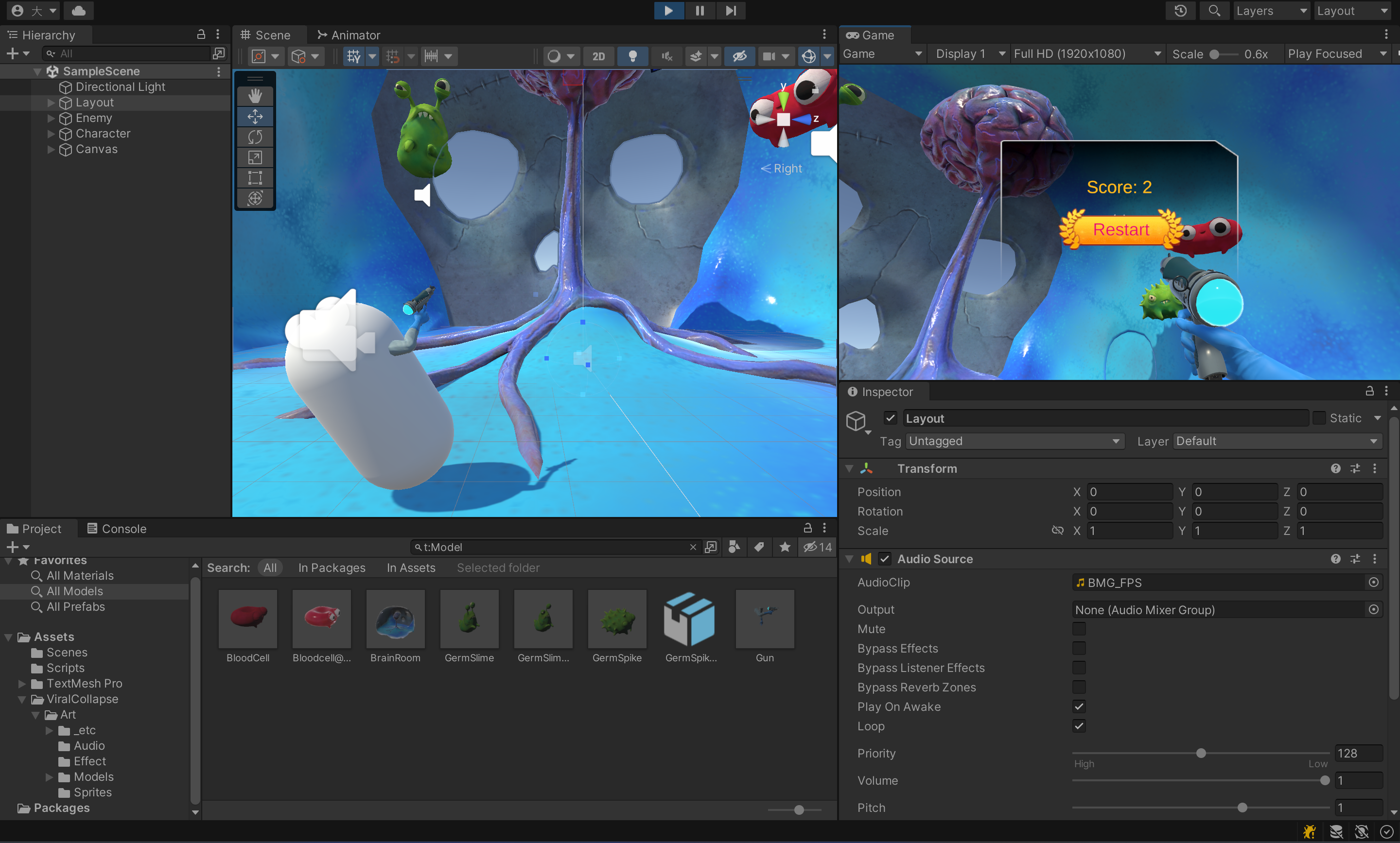 GitHub - fixnil/ViralCollapse: 一个 Unity3D FPS 类游戏 Demo，复刻消灭病毒。 · GitHub