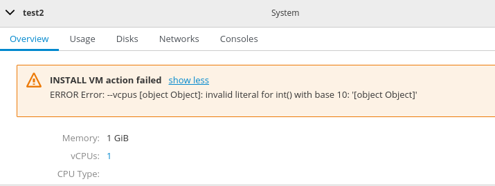 machines: Failed to create vm when not check "Immediately Start VM ...