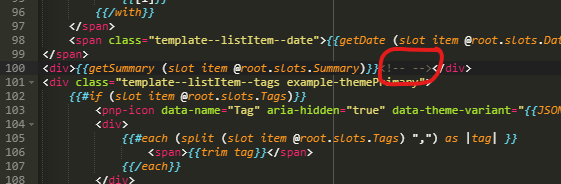 Markup in Hithighlightedsummary breaks layout template rendering ...