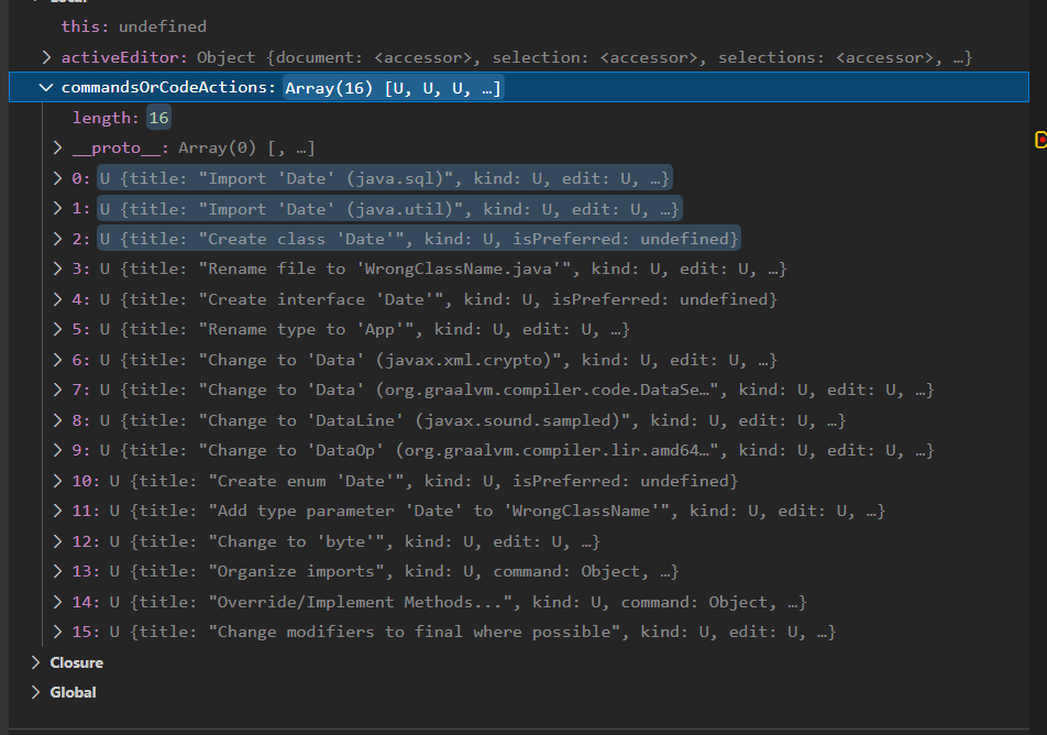 this one principle breaks 70% of java code in... executeCodeActionProvider not returning all the necessary data from ...