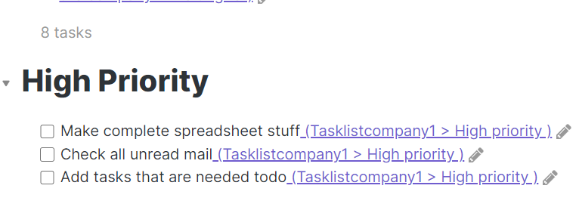 Queries should have an option to not list certain elements of a task ...