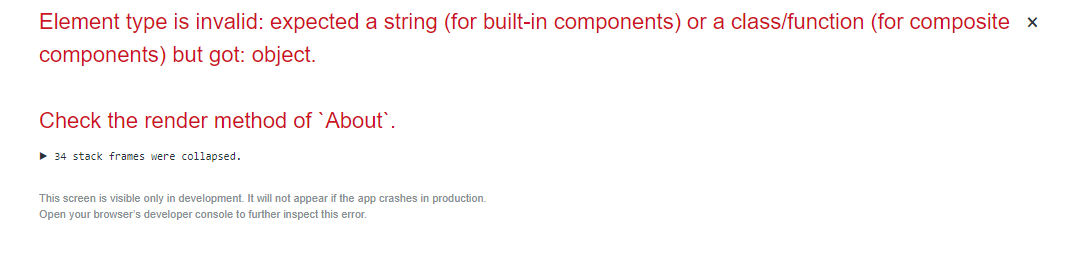 Element type is invalid: expected a string (for built-in components) or ...