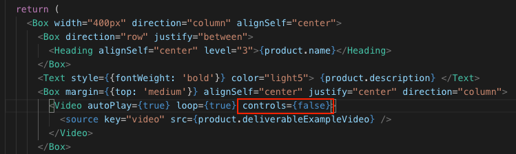 Videos control prop not accepting string or boolean value. · Issue ...