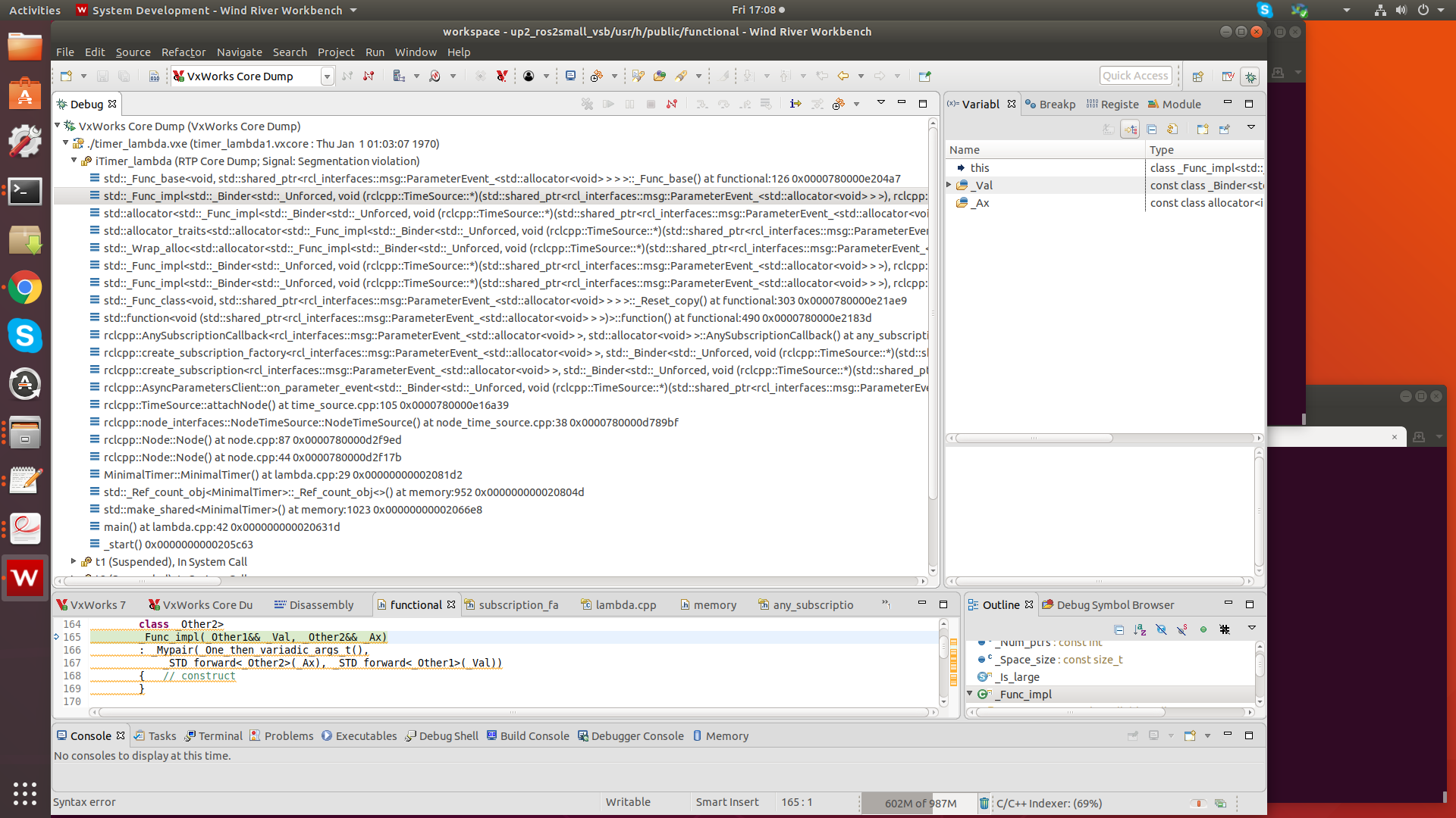 timer_lambda example crashes with "has been deleted due to signal 11" · Issue 1 · WindRiver