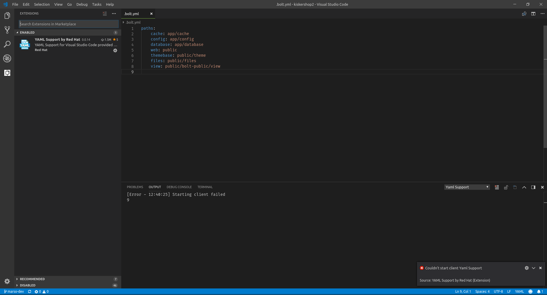 Couldn't start client Yaml Support · Issue #111 · redhat-developer ...