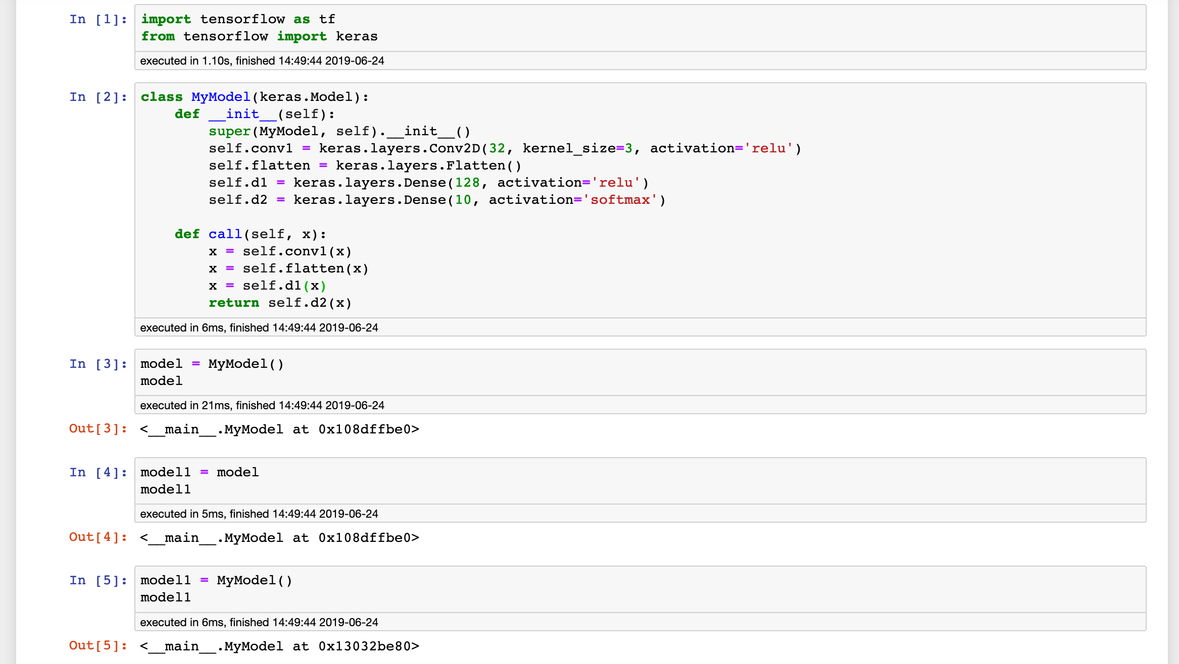 model = MyModel() model1 = model works fine but model1 = MyModel ...