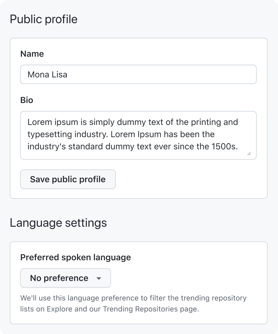 A form broken into two sections where one section has a dropdown that automatically saves
