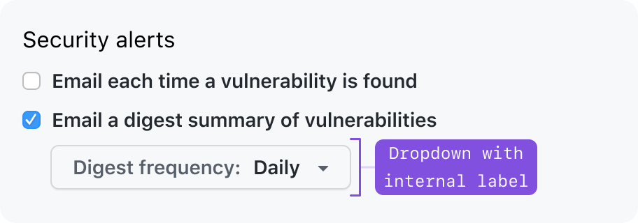 Checkbox that progressively discloses a dropdown with an internal label