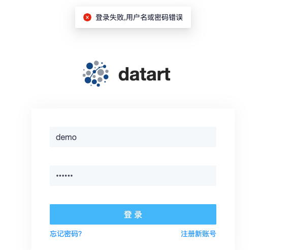 在线 demo 账号密码错误 · Issue #2116 · running-elephant/datart · GitHub