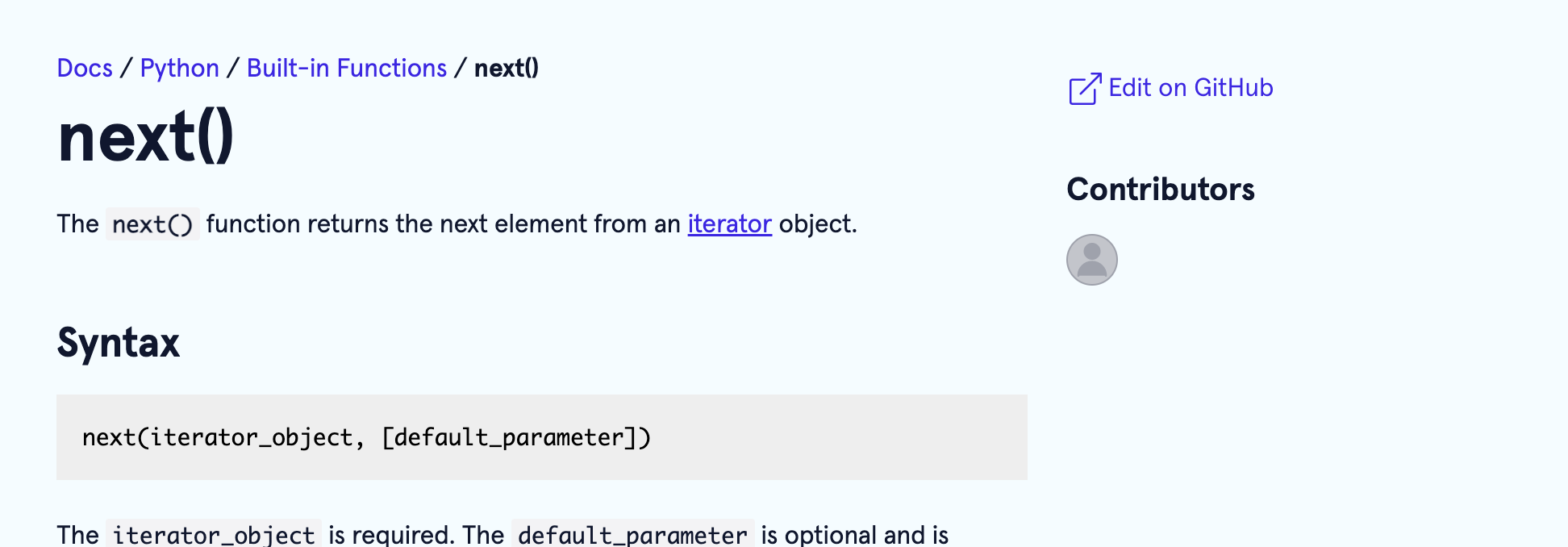 Progress for next() python function by alextolon · Pull Request #1182 ...