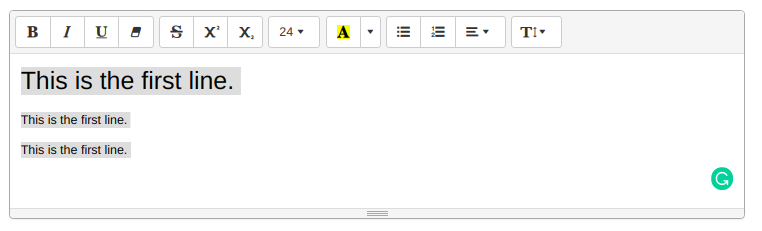 The first line will not be selected after changing the font size ...
