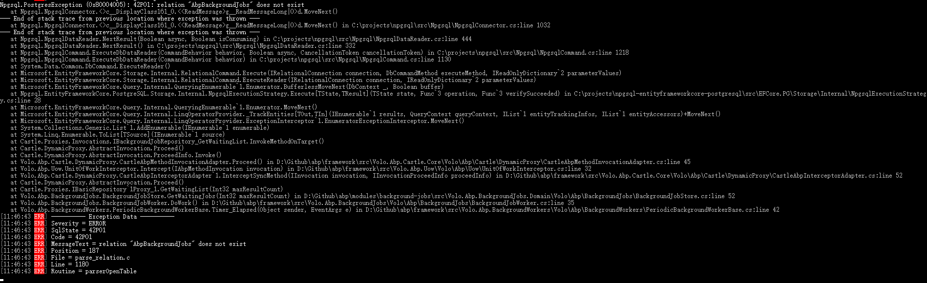 relation AbpBackgroundJobs does not exist · Issue #1724 · abpframework ...