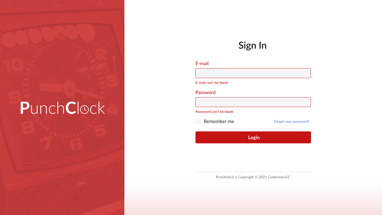 [Proposal] New login screen · Issue #53 · Codeminer42/Punchclock · GitHub