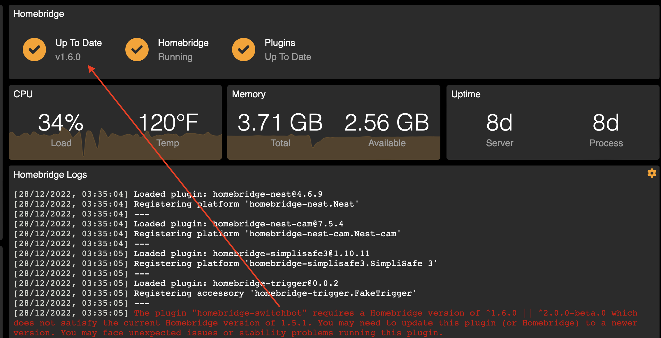Wrong Homebridge version detected · Issue 634 · OpenWonderLabs