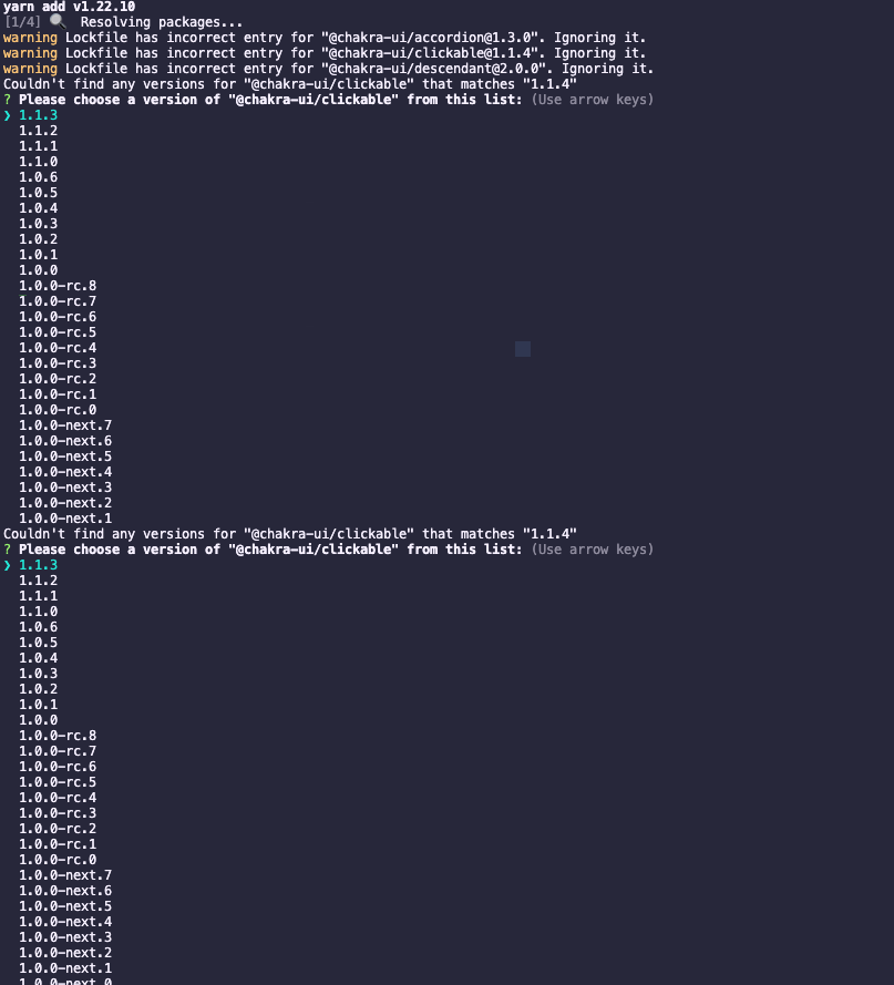 Cannot install/reinstall via yarn due to lockfile inconsistencies