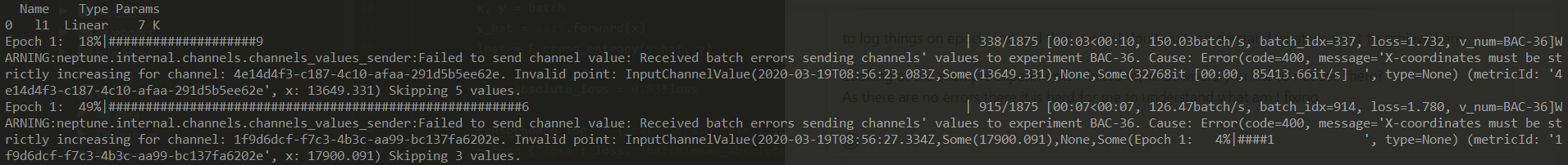 2020-03-19 10_17_16-neptune ai logger console error_ X-coordinates must be strictly increasing · Iss