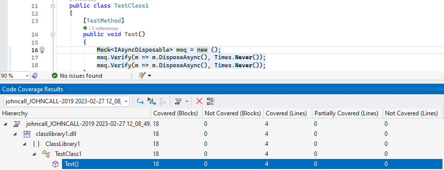 Code Coverage sometimes treats Moq's Mock.Verify as partial coverage ...