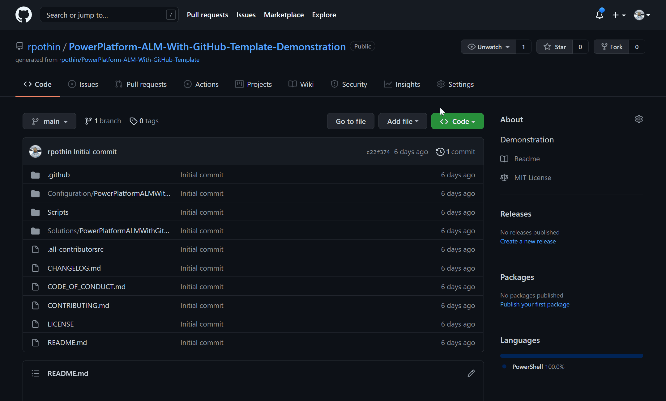 PowerPlatformALMWithGitHubTemplate/RepositorySetup.md at main