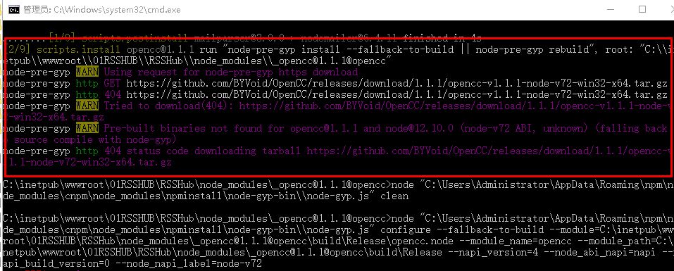 windows npm 手动直接部署最新版本，安装 opencc 一直报错，无法完成部署 · Issue #5902 · DIYgod ...