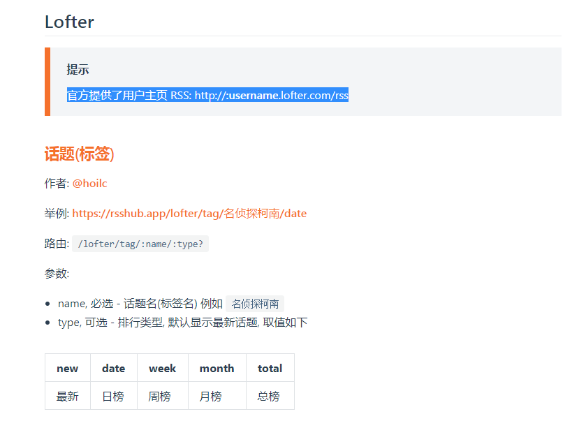 lofter 官方的 RSS 已经没有了，rsshub 最新官方文档中也没有用户的rss路由 · Issue #5978 · DIYgod ...