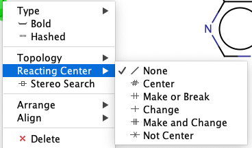Add Reaction Center to right-click context menu for bonds · Issue #2221 ...