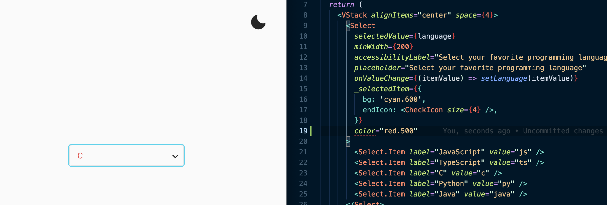 Add color prop typescript definition in `Select` · Issue 3775