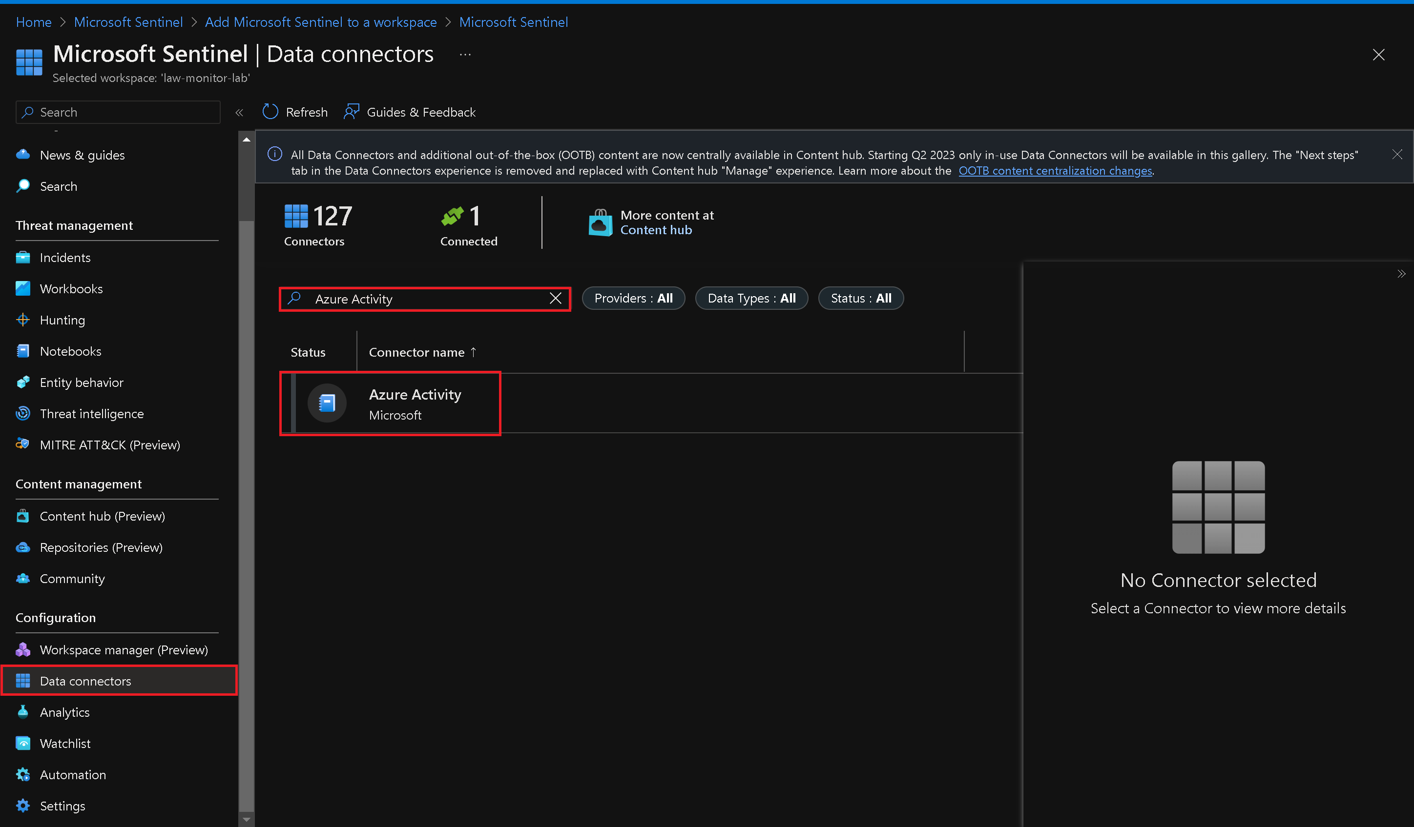 Azure Activity Data Connectors