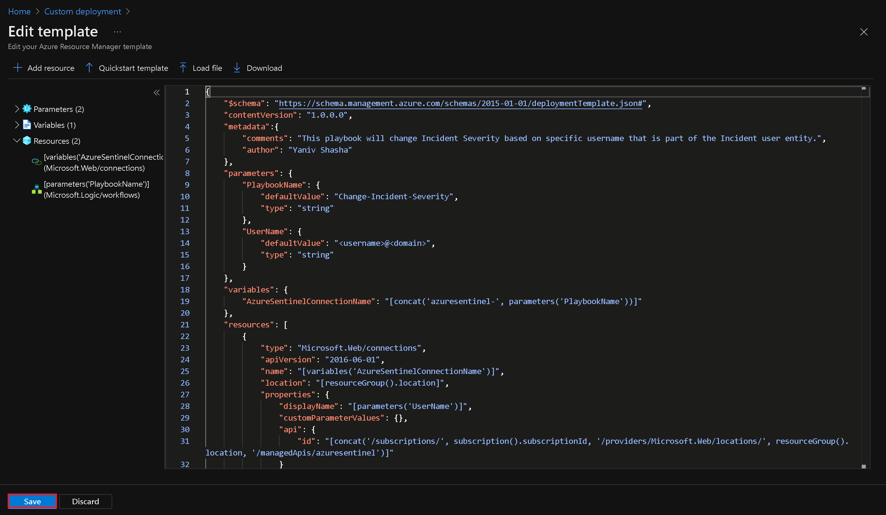 Load JSON Template