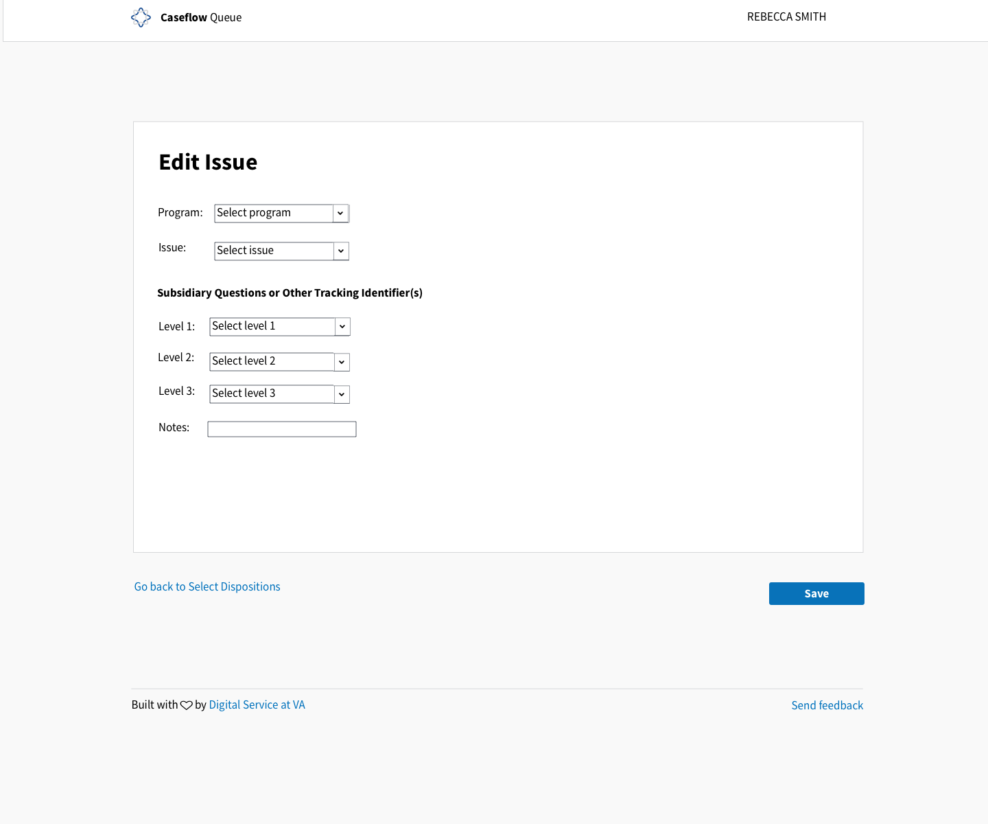 edit issue screen