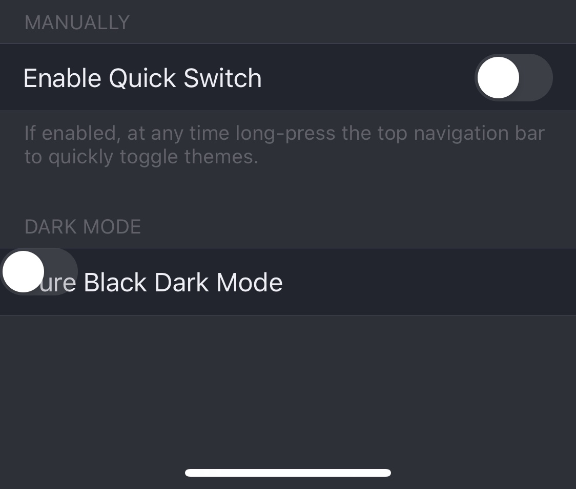 "Pure Black Dark Mode" Slider UI Bug · Issue #598 · christianselig ...