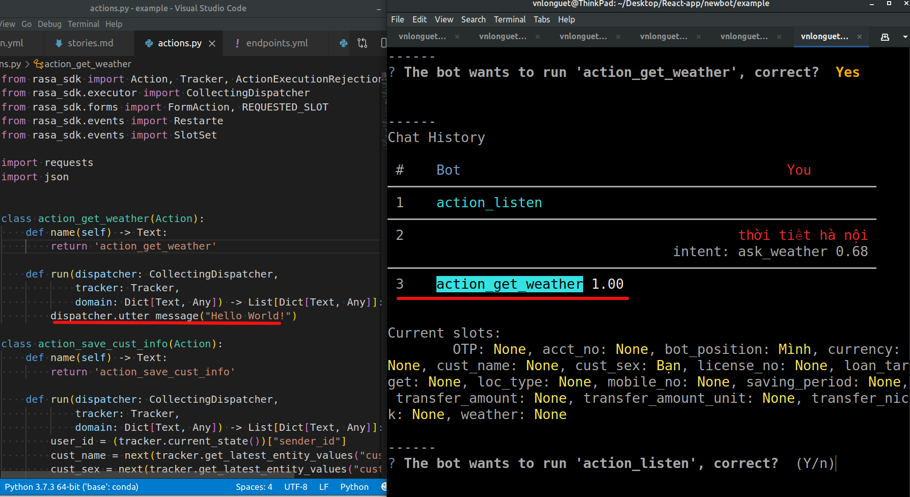 Actions do not work properly · Issue #4371 · RasaHQ/rasa · GitHub